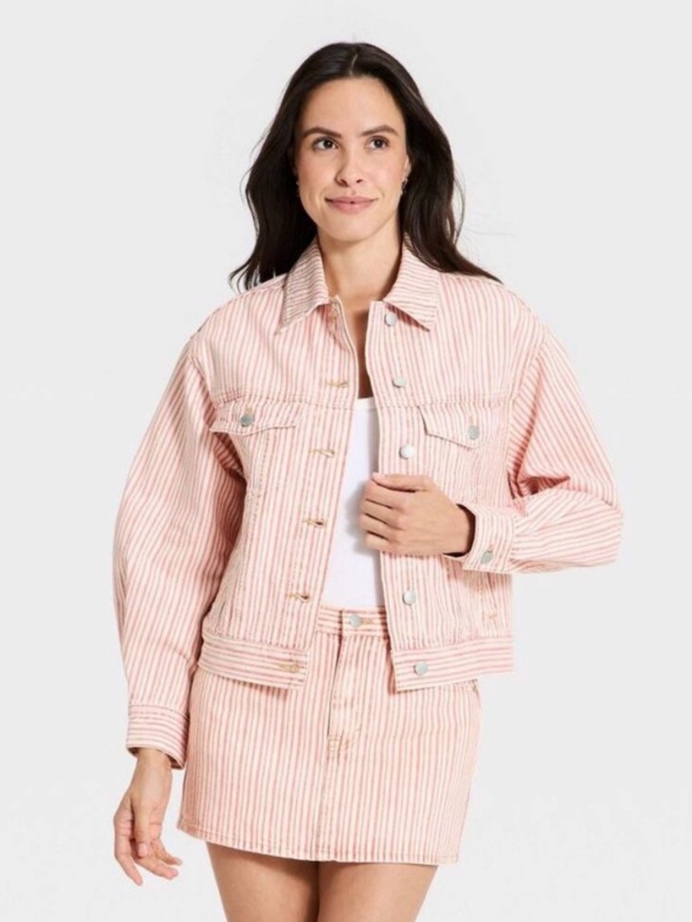 NWT Universal Thread Red & Cream Striped Cotton Jacket